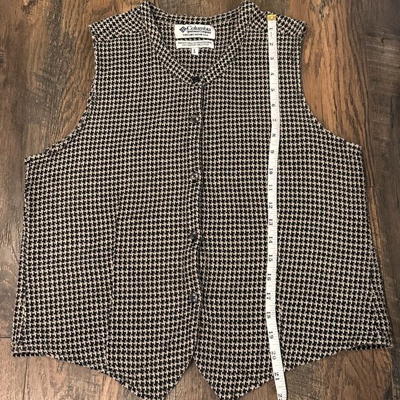 Columbia Rare 100% Cotton Tweed Black and White Vest Classic Knitted - Picture 9 of 9